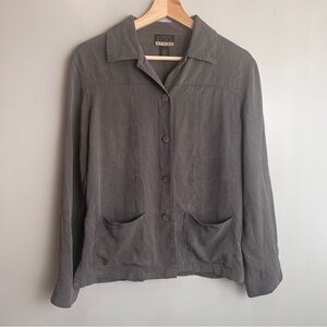 Sigrid Olsen Faded Wrinkle Look Gray Lightweight Blazer/Jacket Size Small EUC